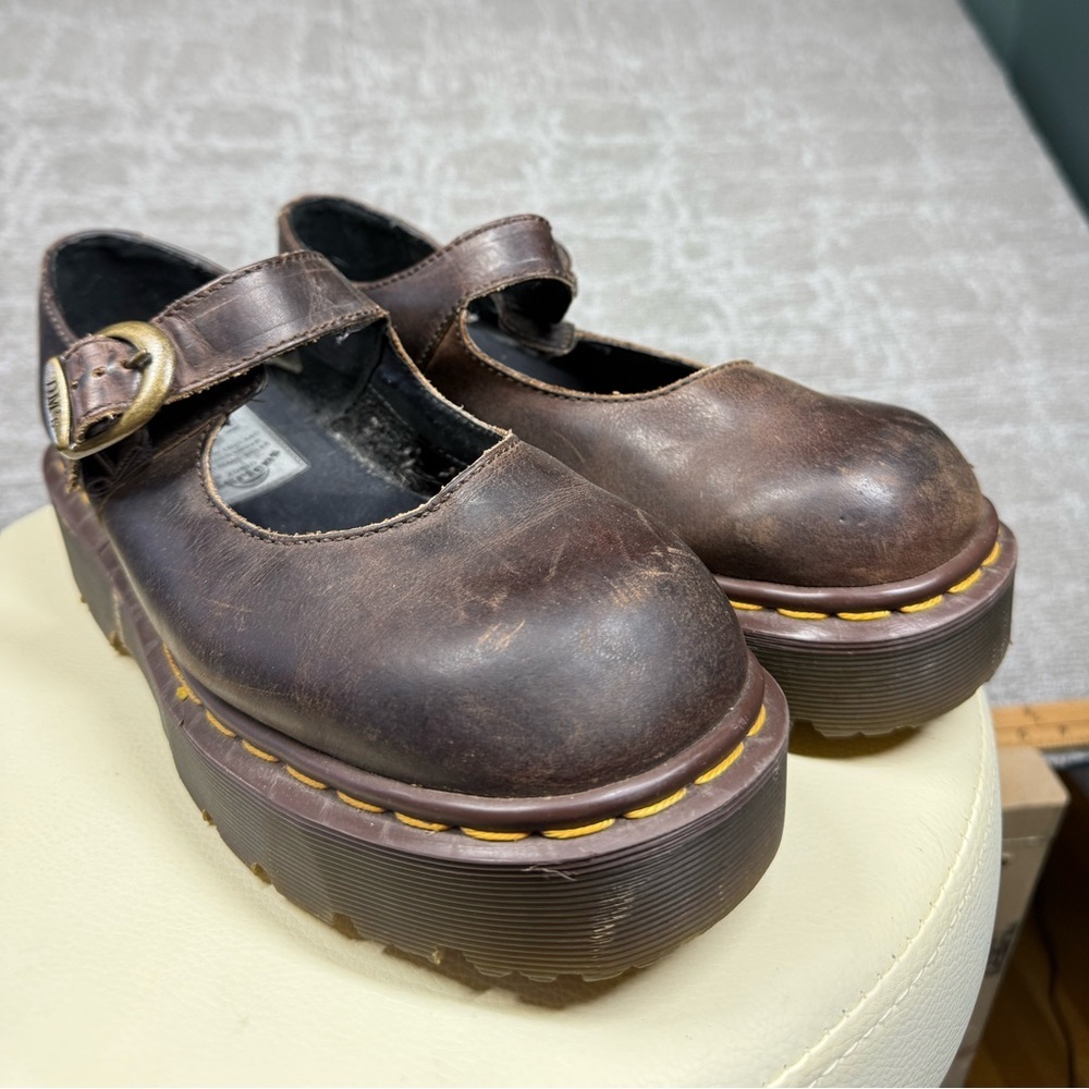 Vintage Dr. Marten Brown Platform Mary Jane Y2K Chunky UK Size 6 Made in England - Picture 2 of 8